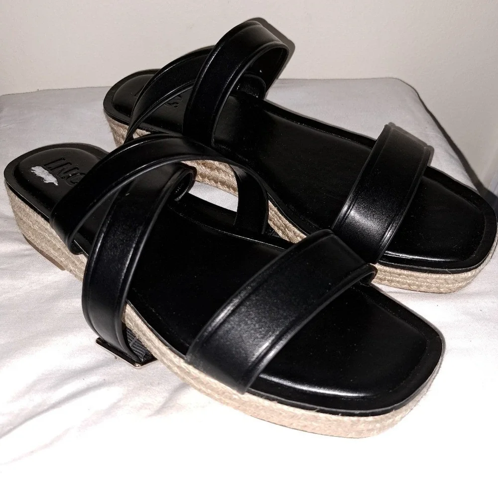 INC International Concepts Black‎ Sandals Minimalist Design Size 10M
